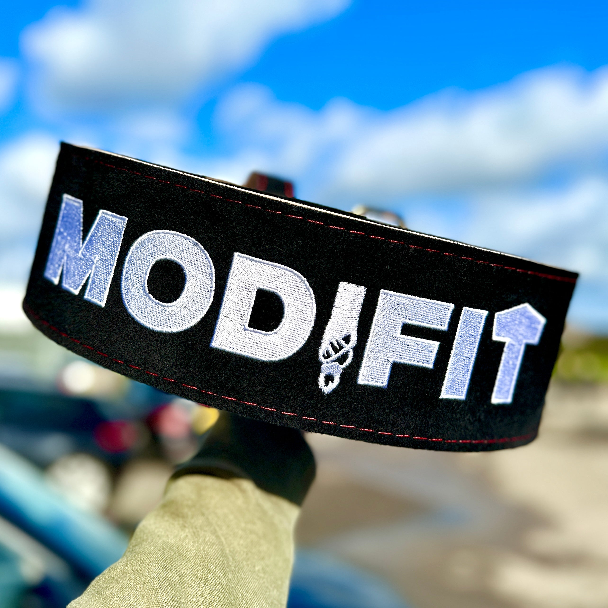 ModiFit Elite Embroidered 10mm Double Prong Powerlifting Belt - Hand Made in UK