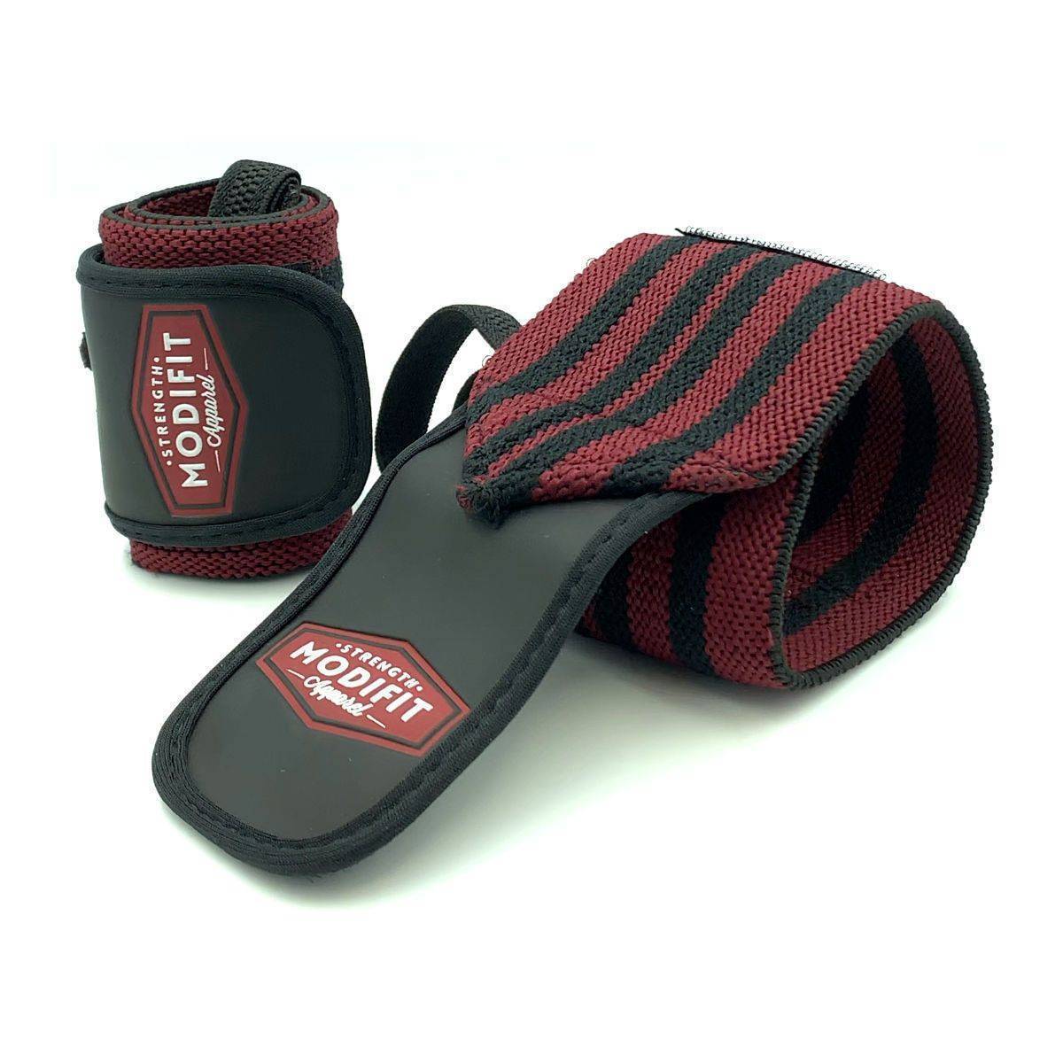 Burgundy and Black Heavy Wrist Straps