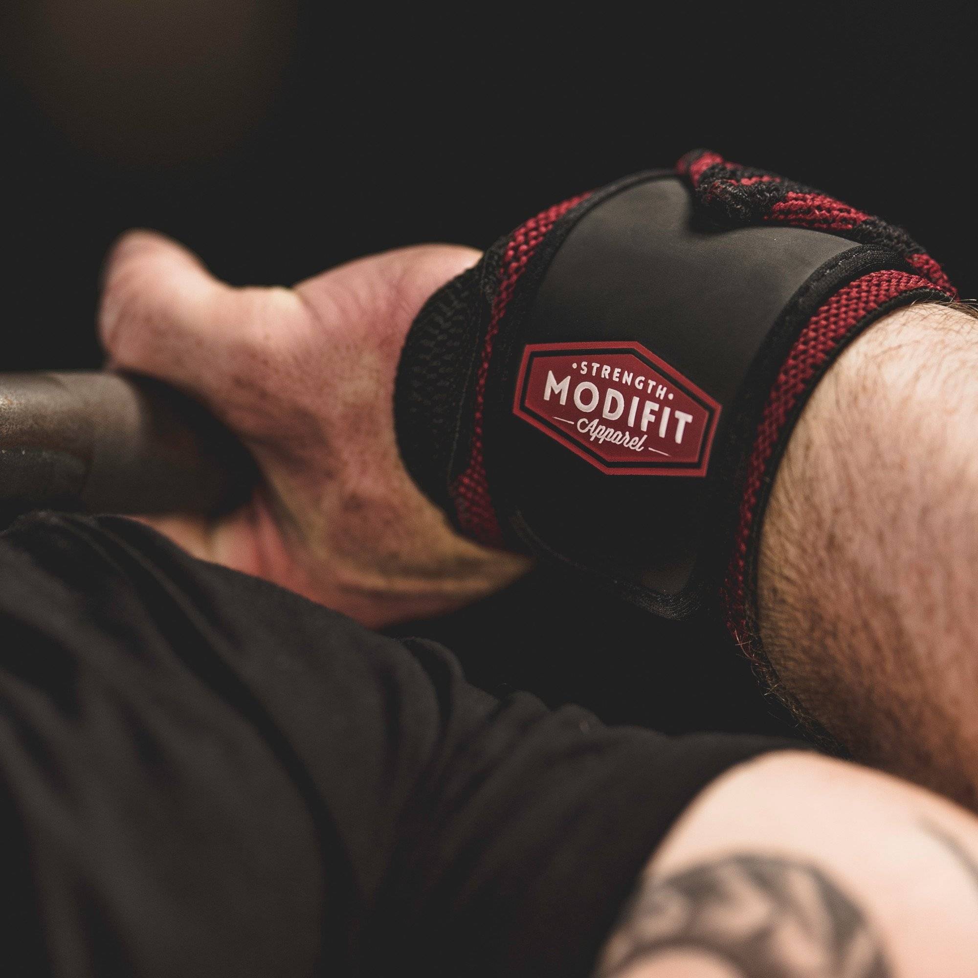 Burgundy and Black Heavy Wrist Straps