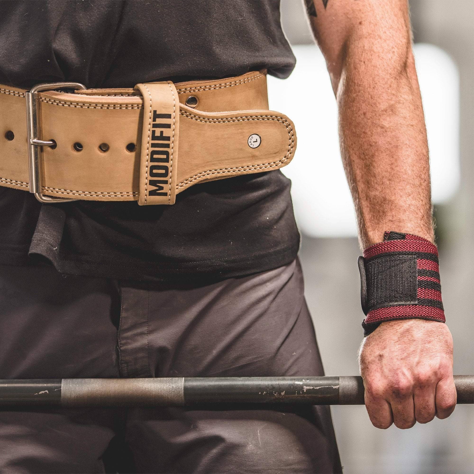 Burgundy and Black Heavy Wrist Straps