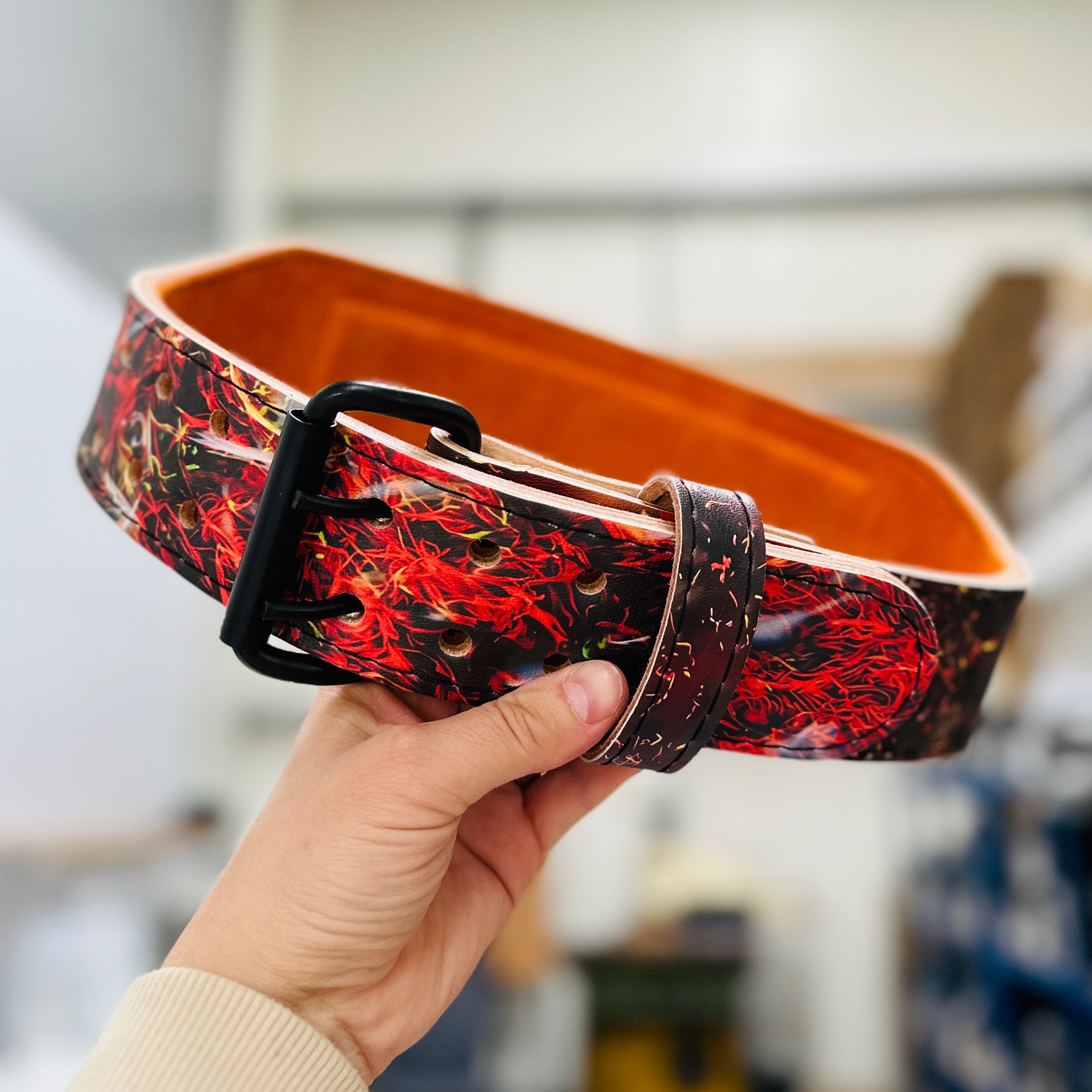 DISCONTINUED Limited Edition Kyojuro Rengoku Anime Weightlifting Belt - Hand Made in UK - M & XL ONLY