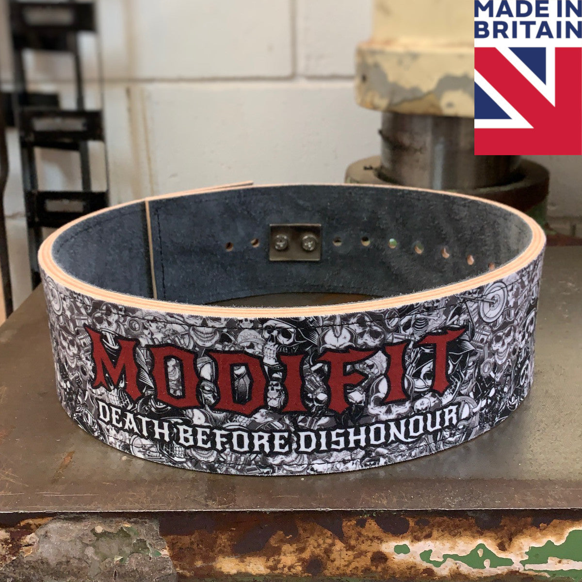 ModiFit Elite 13mm Death Before Dishonour Lever Powerlifting Belt - Hand Made in UK - 3XL & 4XL ONLY